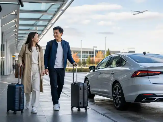 Airport arrival with sedan
